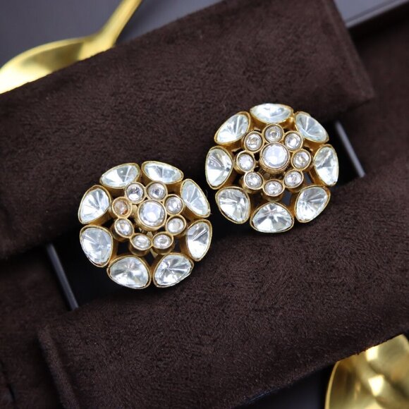 Classic Cluster Kundan Brass Earrings JP07